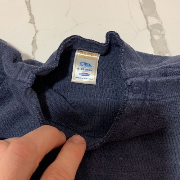 OLD NAVY | Boys Navy Blue Warm Romper Jumper Embroidered Dog - Picture 7 of 7